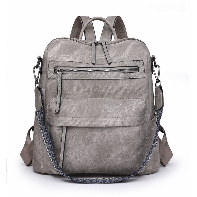 gray​ pu shoulder backpack,women,front