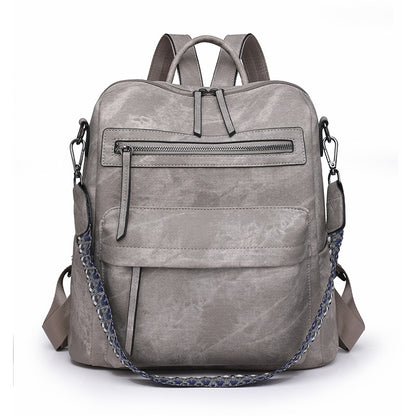 gray​ pu shoulder backpack,women,front