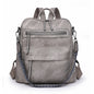gray​ pu shoulder backpack,women,front