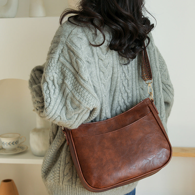 pu brown shoulder handbag,women,model show