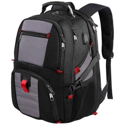 silver business travel backpack with laptop compartment