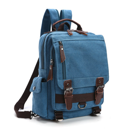 sky blue canvas rucksack backpack for travel and daily commuting