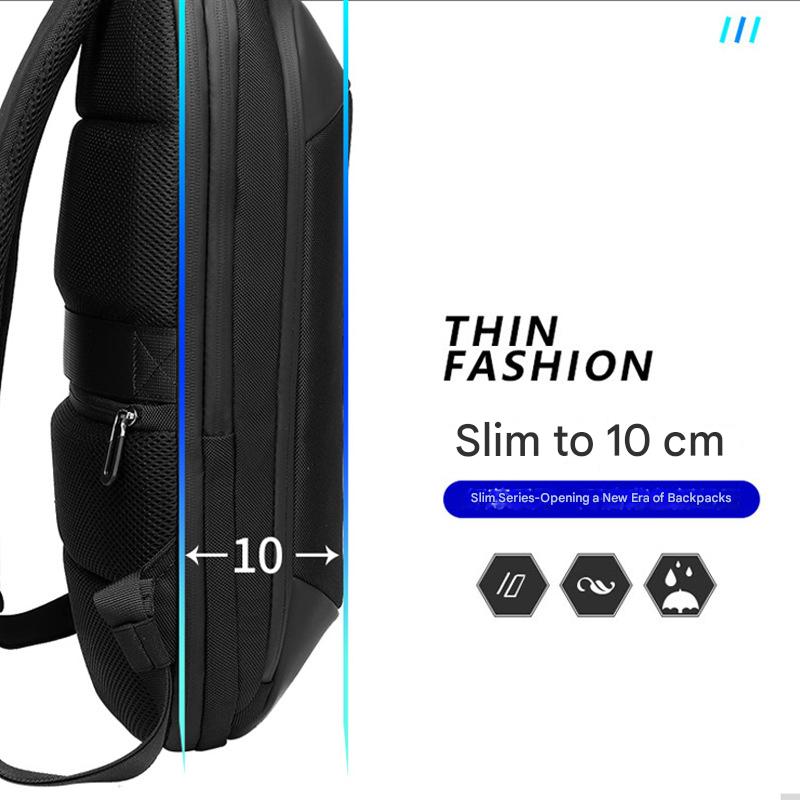 slim expandable backpack with 10 cm profile for business and daily commuting