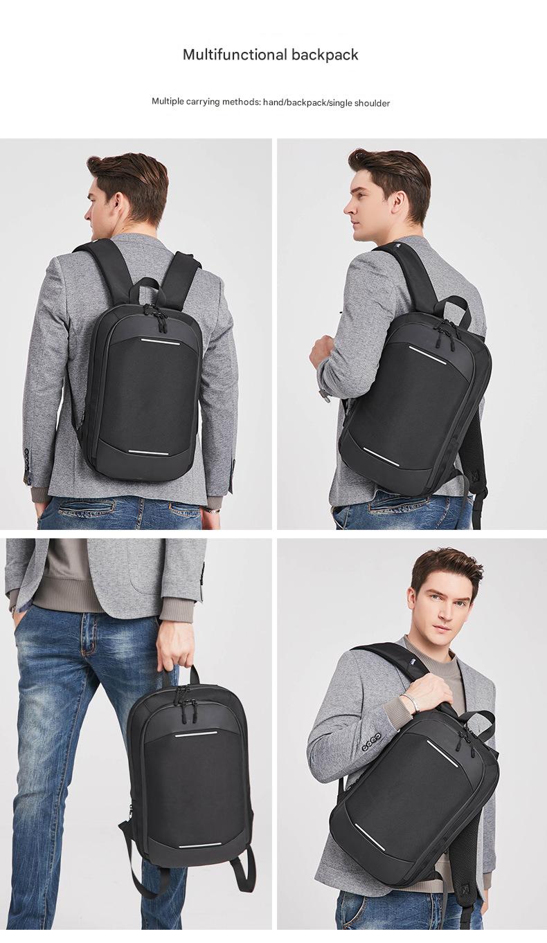 black fanlosn expandable slim laptop backpack,custom,model display 02