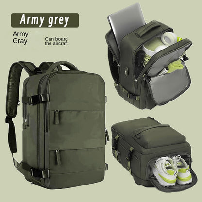 small backpack with shoe compartment and multi layer storage organization