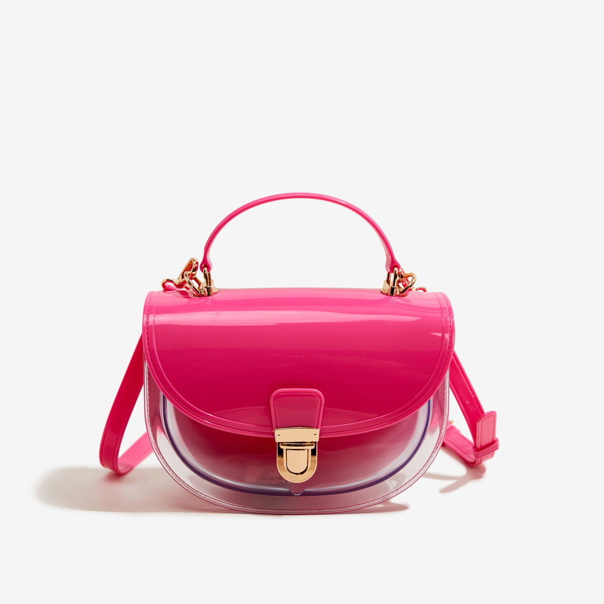 rose red pvc small jelly bag,women,front