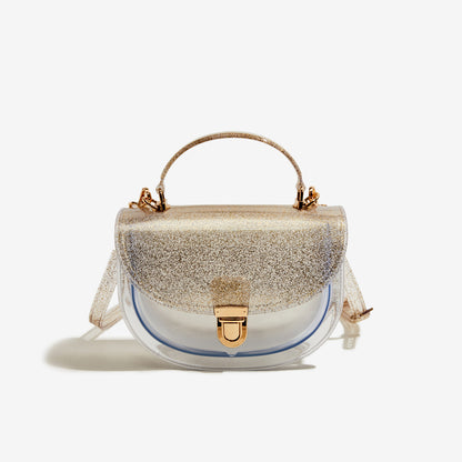 shining gold pvc small jelly bag,women,front