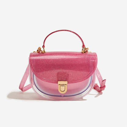 shining red pvc small jelly bag,women,front