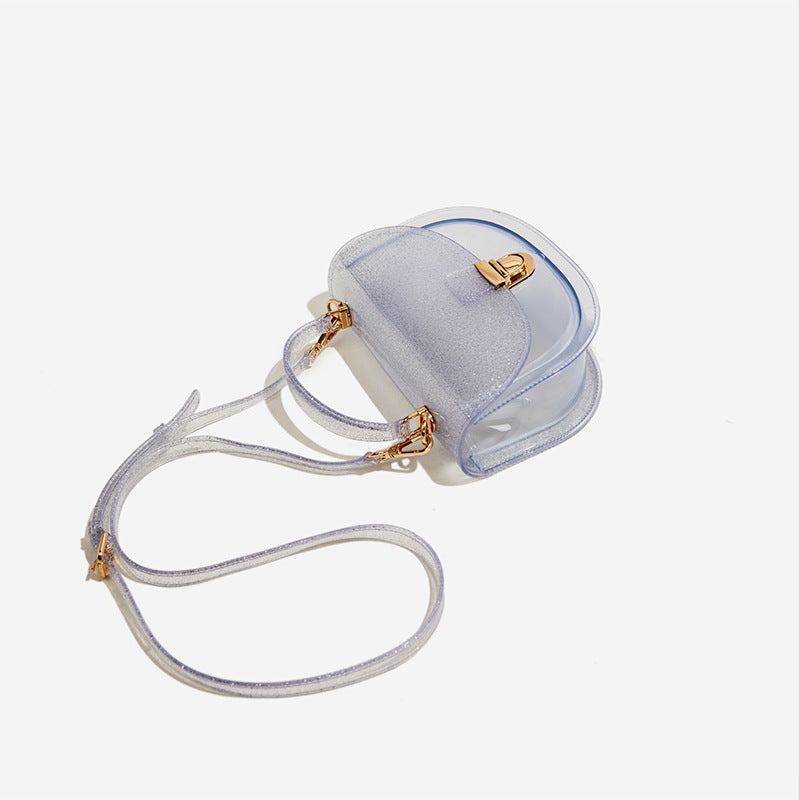 shining silver pvc small jelly bag,women,flat