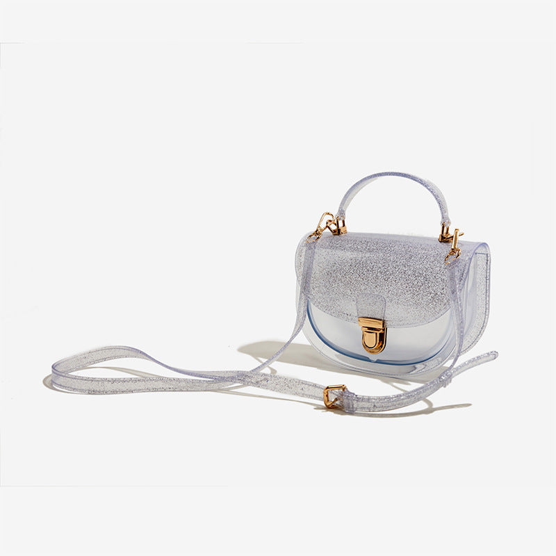 shining silver pvc small jelly bag,women,front 02