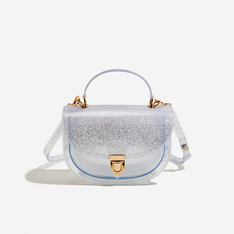 shining silver pvc small jelly bag,women,front