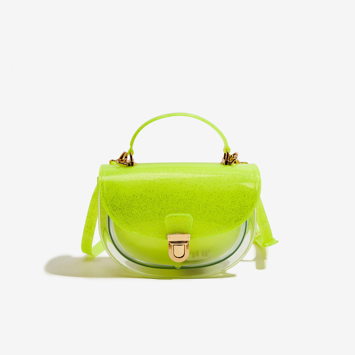 shining yellow pvc small jelly bag,women,front