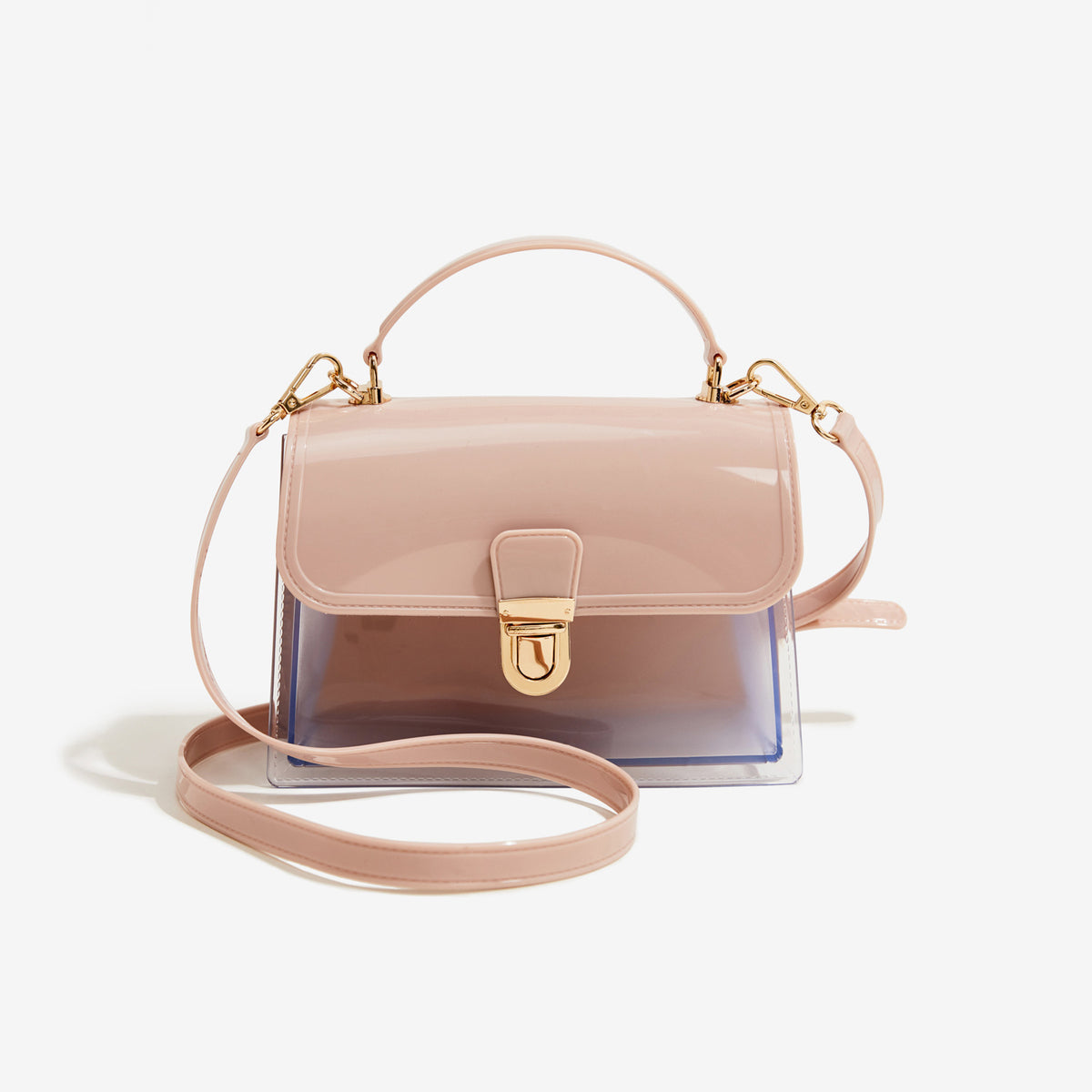 apricot pvc small jelly square bag,women,front