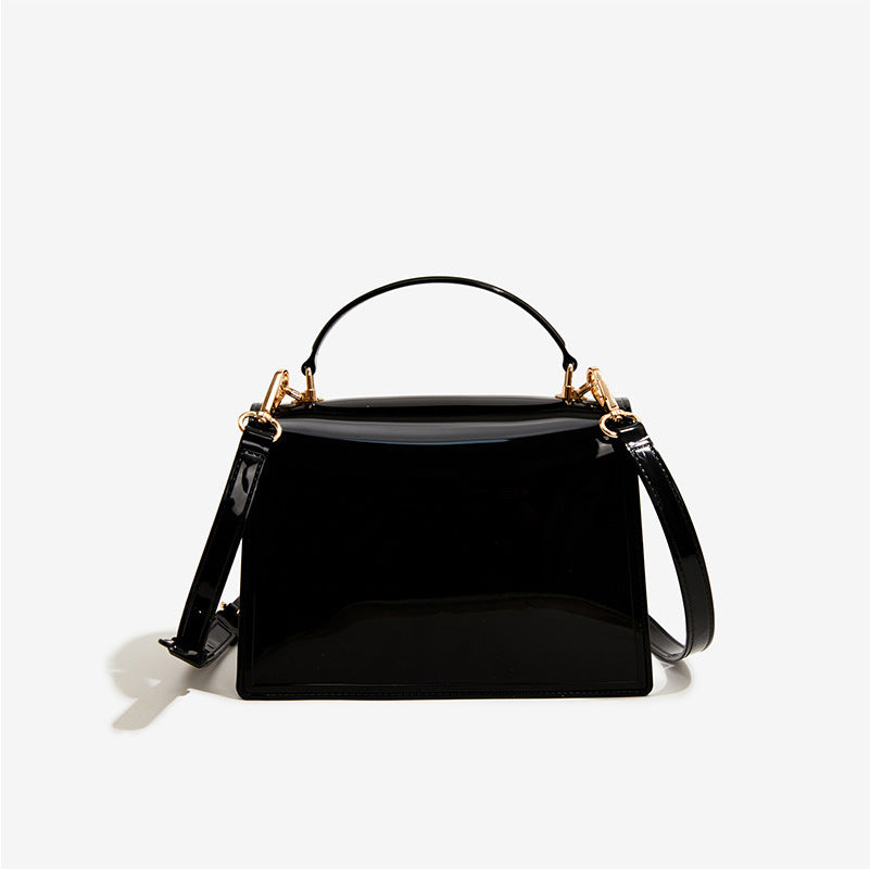 black pvc small jelly square bag,women,back