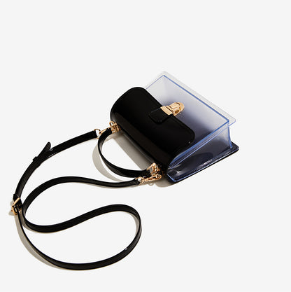 black pvc small jelly square bag,women,flat