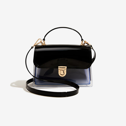 black pvc small jelly square bag,women,front