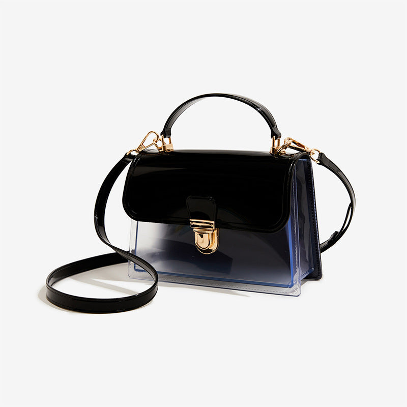 black pvc small jelly square bag,women,side
