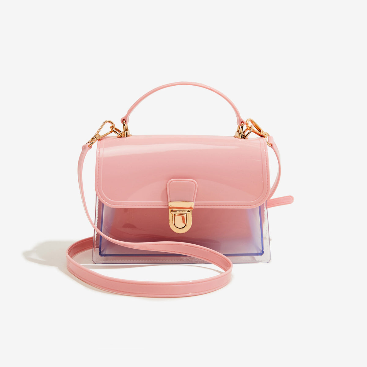 pink pvc small jelly square bag,women,front