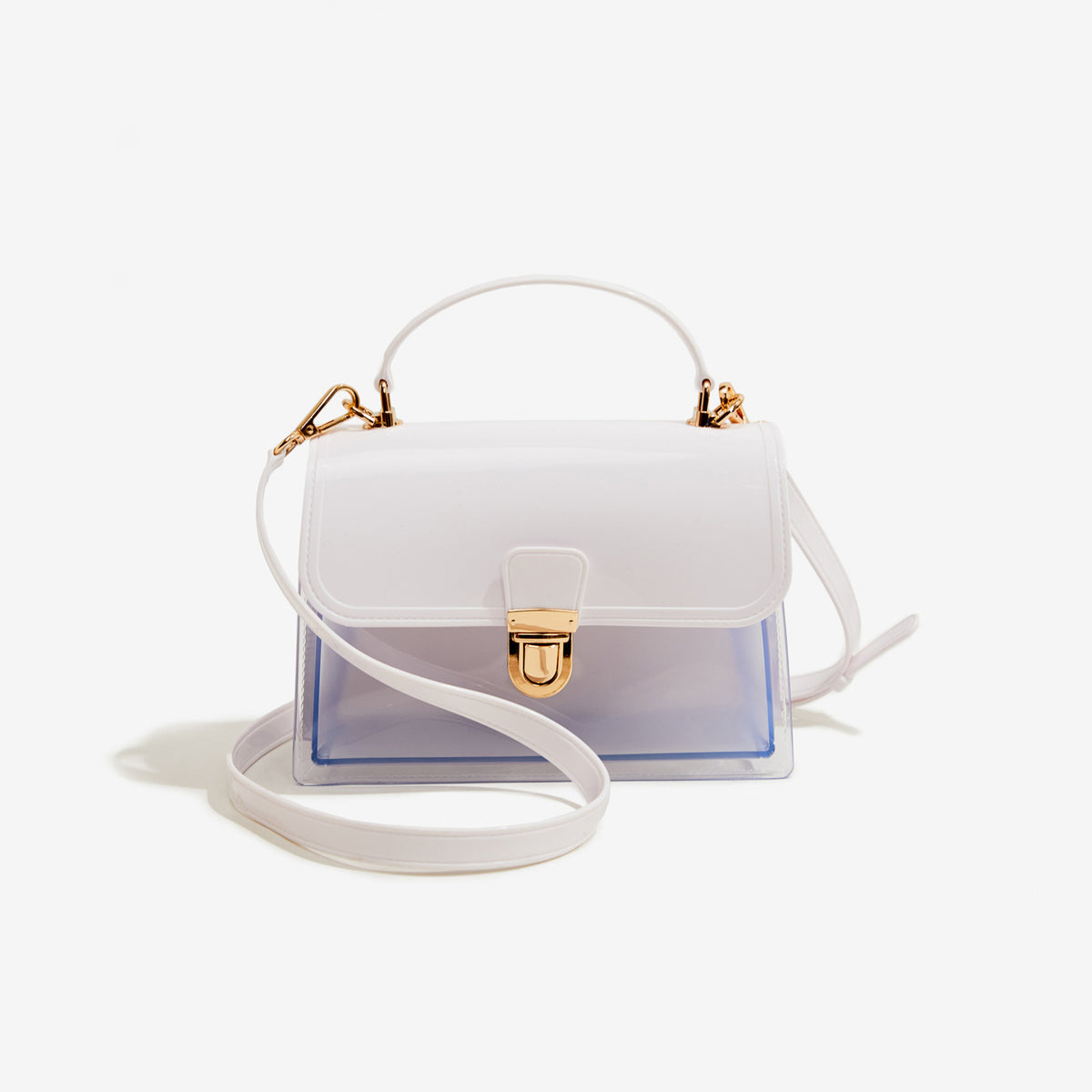 white pvc small jelly square bag,women,front