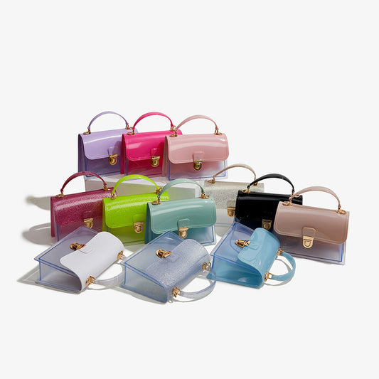 pvc small jelly square bag,women,color display