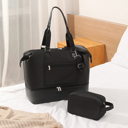 black nylon sneaker travel bag,women,front