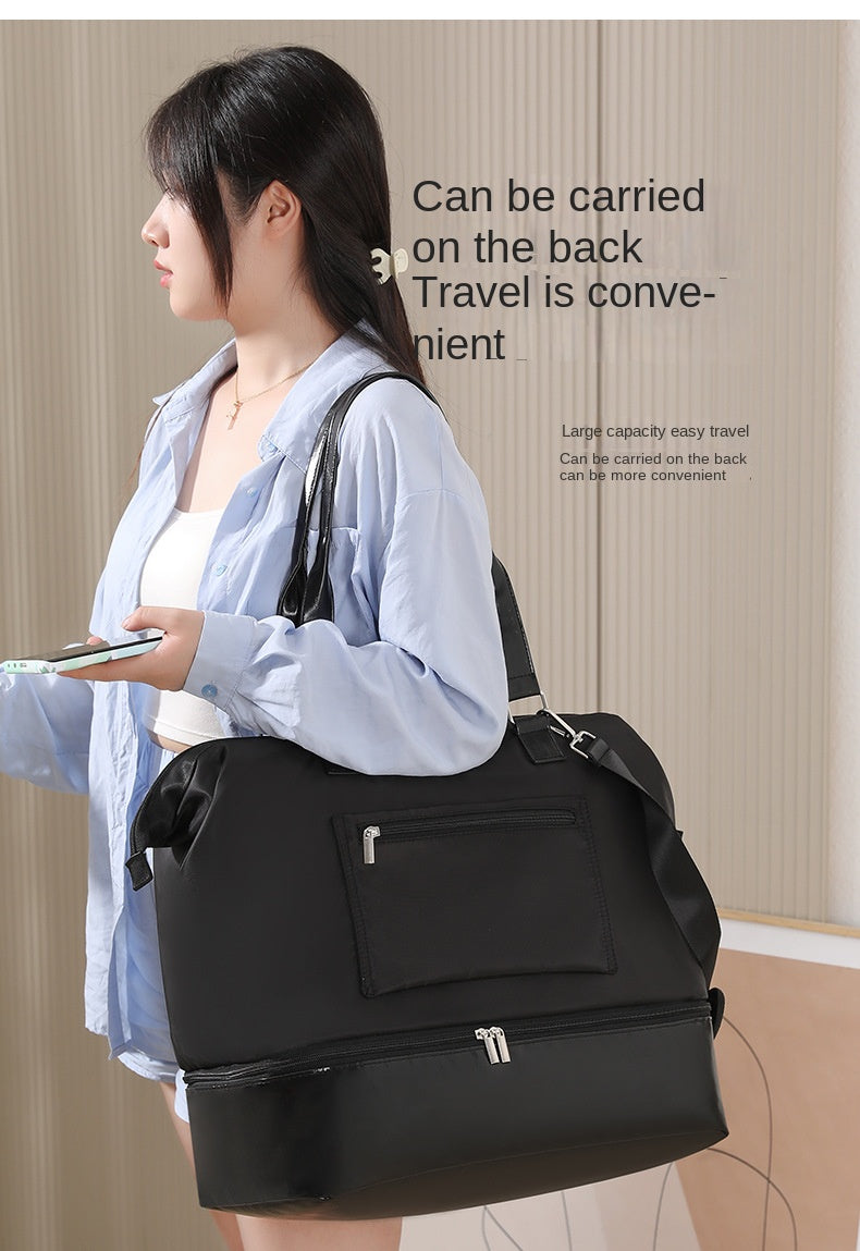 black nylon sneaker travel bag,women,model display