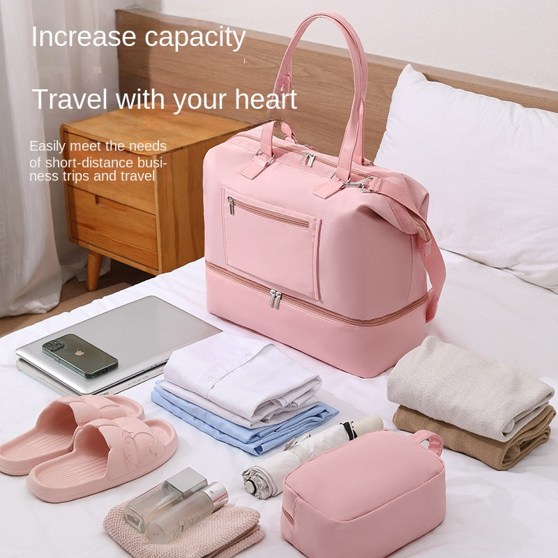 pink nylon sneaker travel bag,women,detail