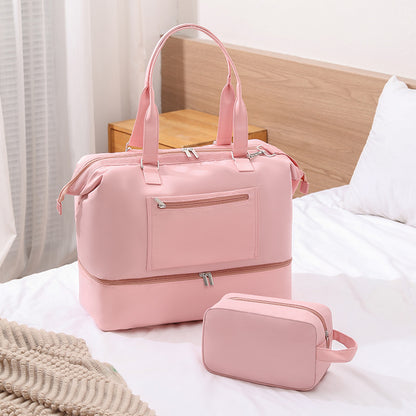 pink nylon sneaker travel bag,women,front 02