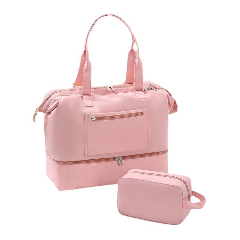 pink nylon sneaker travel bag,women,front