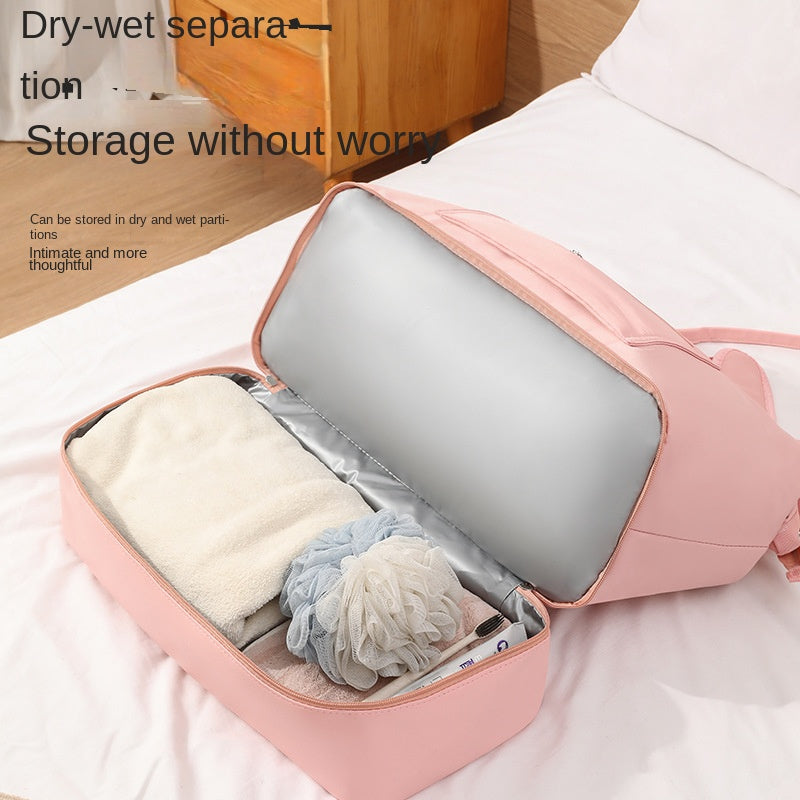 pink nylon sneaker travel bag,women,inner