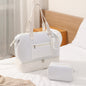 white nylon sneaker travel bag,women,front