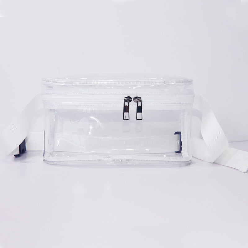 solid color clear pvc waist pack bag with transparent body and light adjustable strap