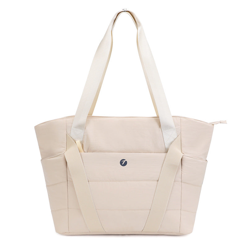 beige nylon sports tote yoga bags,women,front