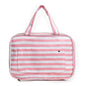 striped pink makeup bag with stylish quilted design