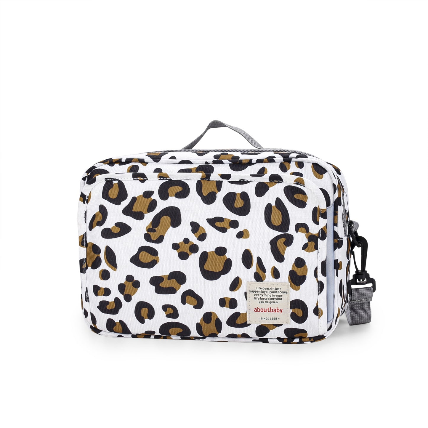 leopard print polyester stroller diaper bag,women,front