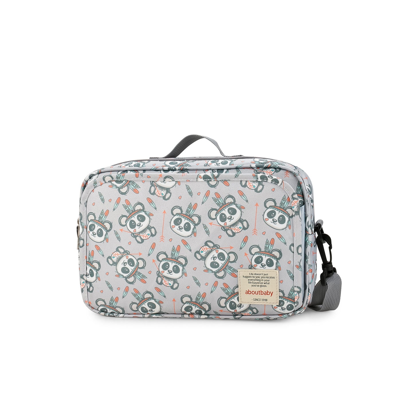 panda print polyester stroller diaper bag,women,front