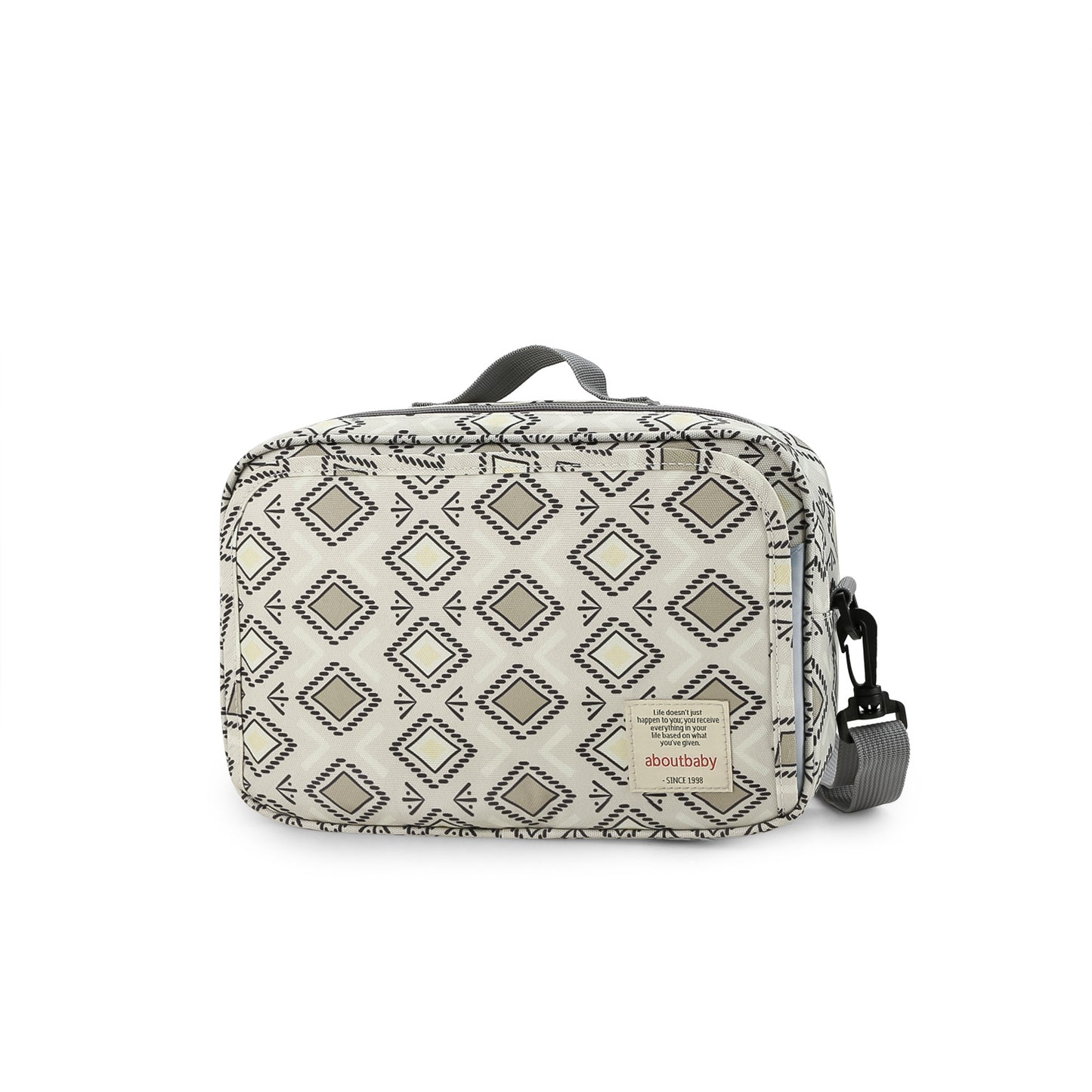 square print polyester stroller diaper bag,women,front