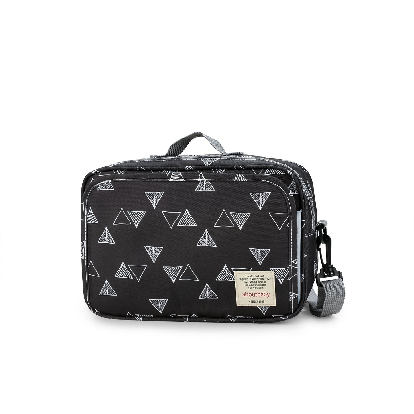 triangle print polyester stroller diaper bag,women,front