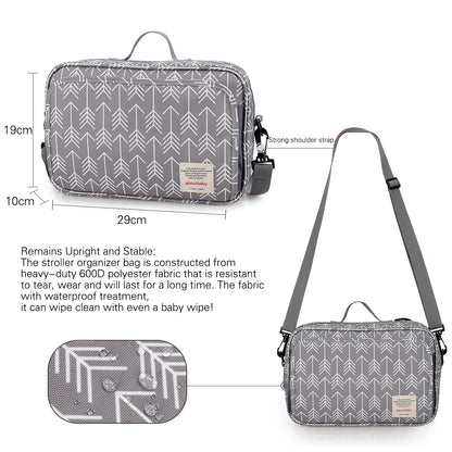 baby stroller organizer bag dimensions and adjustable shoulder strap