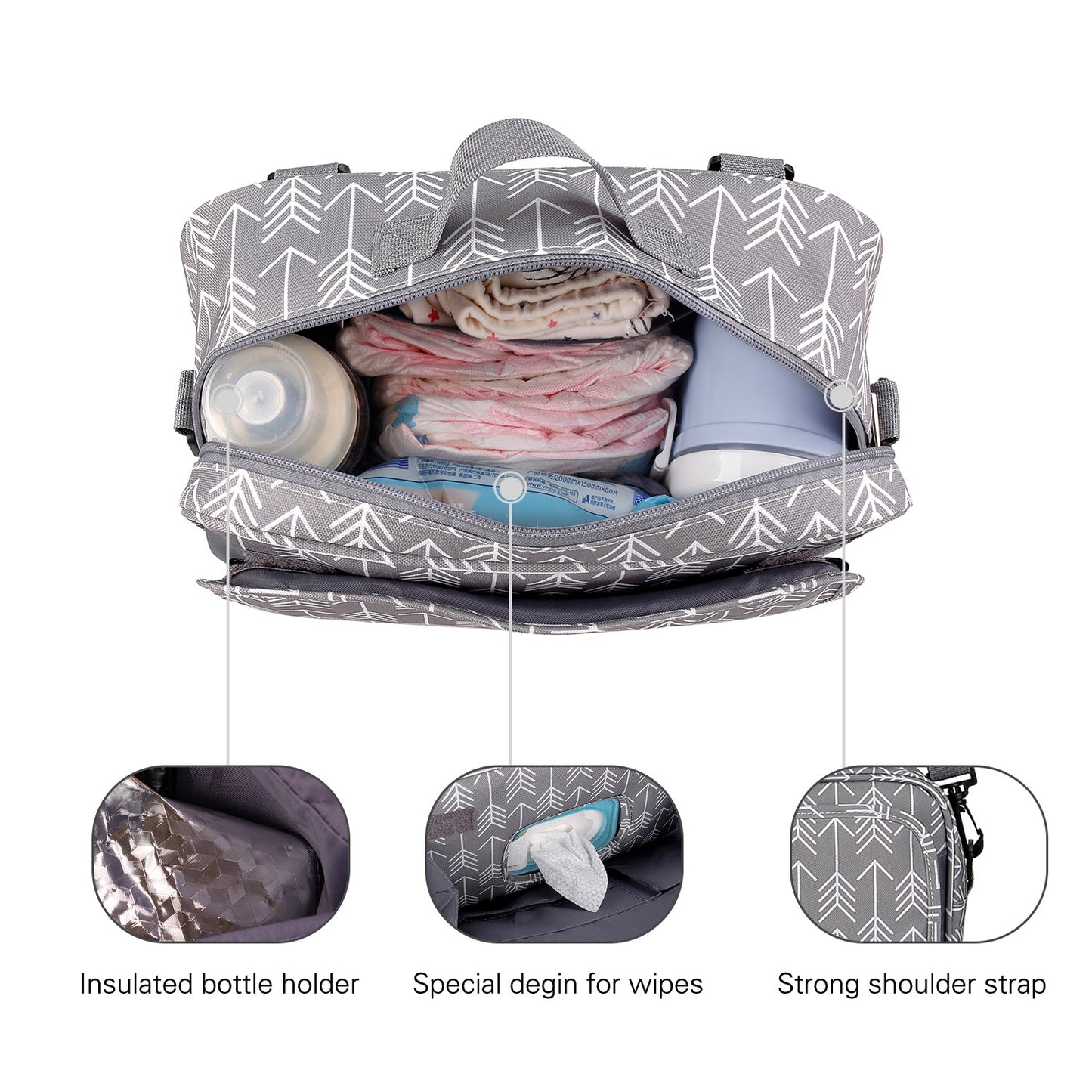stroller organizer interior with insulated pocket and storage compartments