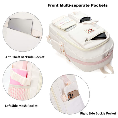 student backpack with multiple front pockets hidden back pocket side mesh pocket and buckle phone pocket