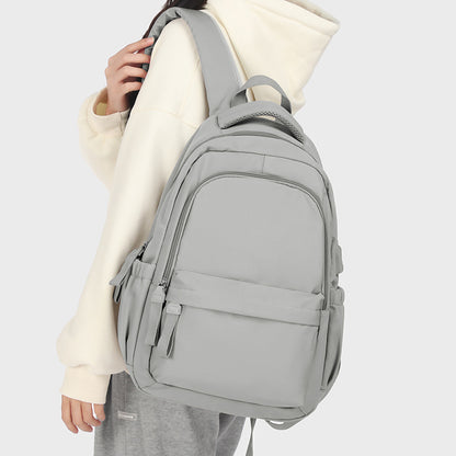 gray fanlosn nylon student school backpack,custom,model display