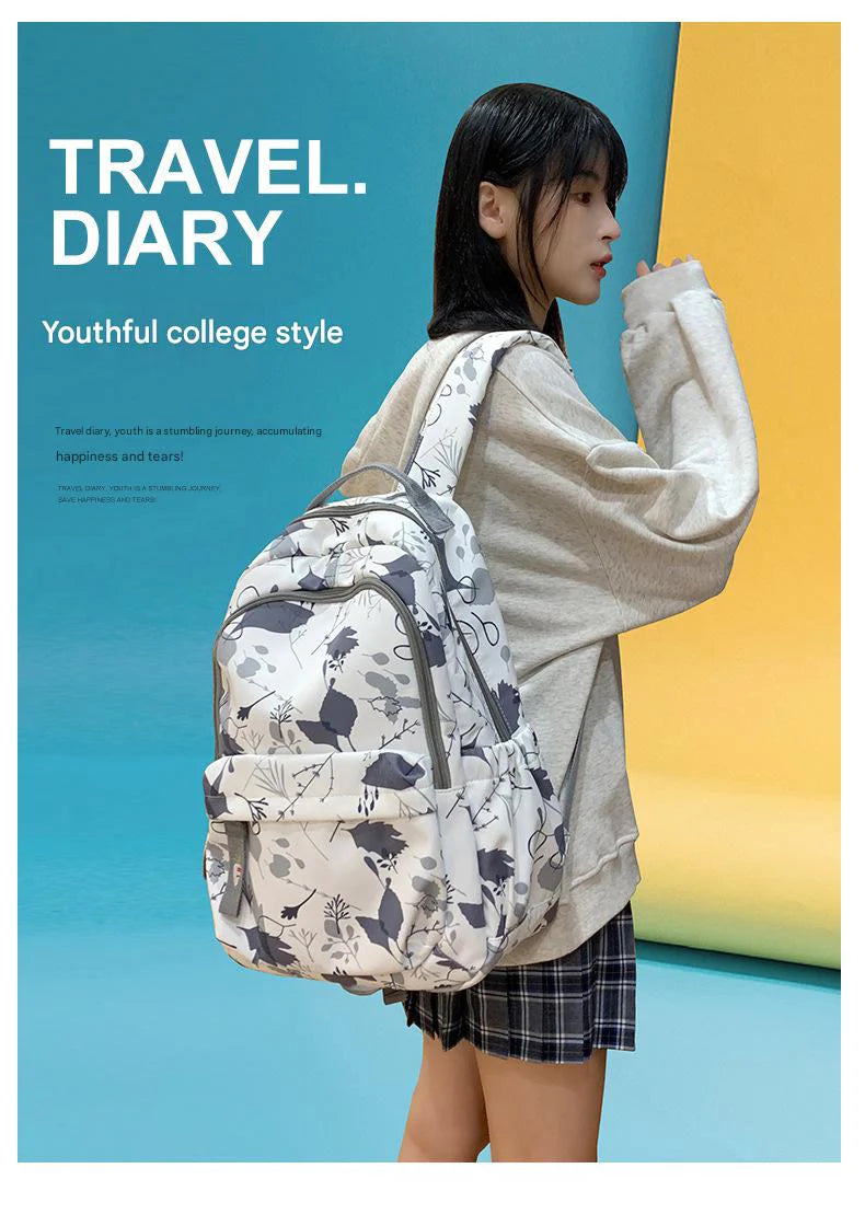 leaf gray fanlosn nylon student school backpack,custom,model display 02