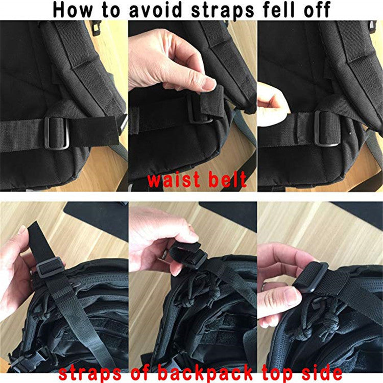 tactical backpack adjustable shoulder strap and waist belt webbing system