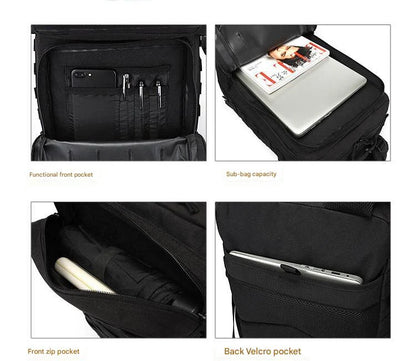 tactical backpack organizer pockets with device storage front zip pocket and rear pocket