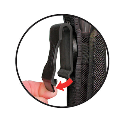 black nylon tactical flashlight holster,custom,detail