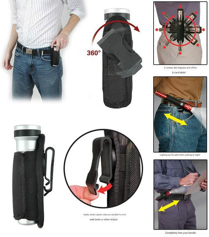black nylon tactical flashlight holster,custom,lifestyle