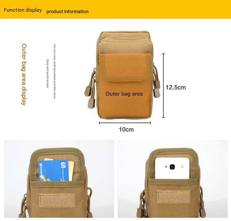 khaki cordura tactical phone belt pouch,custom,dimensions 02
