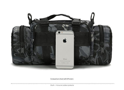 python pattern black polyester tactical sling bag,custom,detail