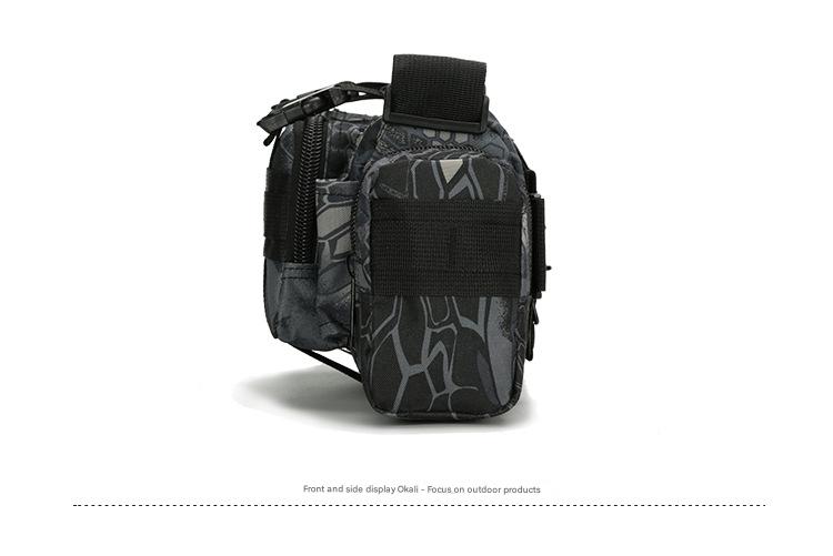 python pattern black polyester tactical sling bag,custom,side